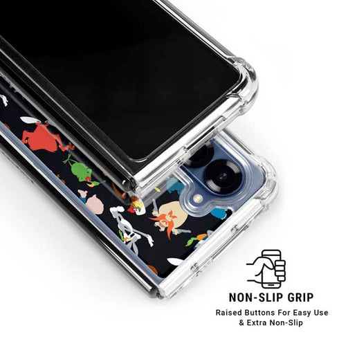 Looney Tunes Identity Pattern Galaxy Z Fold6 Clear Case